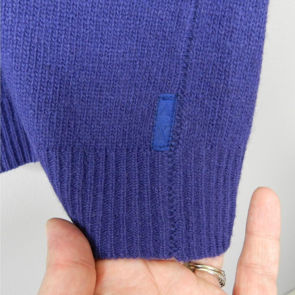Armani Exchange Lambswool Deep V Neck Button Sweater Size M Indigo Purple Knit - Picture 5 of 8